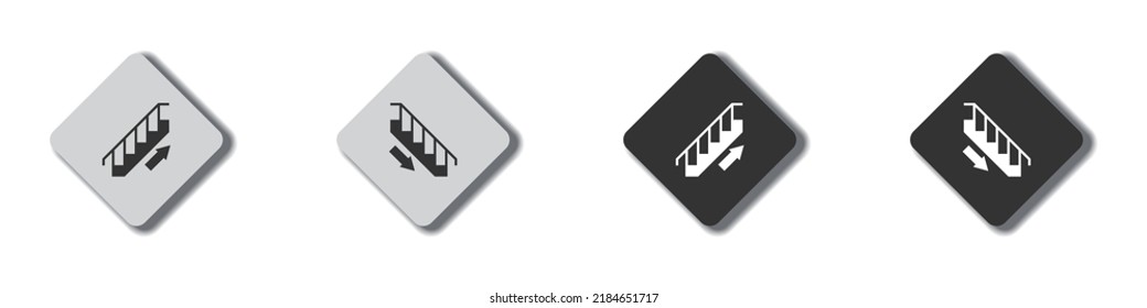 Stairs up, stairs down icons. Stairs icon upward, downward. Flat vector illustration.