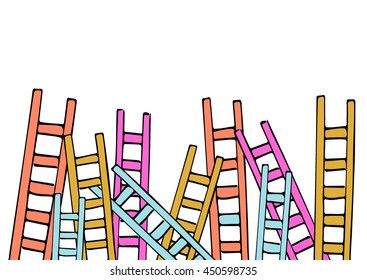 Stairs, vector background. Felled ladder.