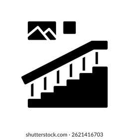 Stairs Vector for Hotel Interior and Accessibility. Staircase illustration. Connectivity icon for building access. Glyph Icon