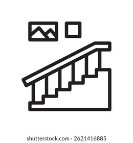 Escadas Vetor para Hotel Interior e Acessibilidade. Ilustração da escada. Ícone de conectividade para criar acesso. Ícone de Linha