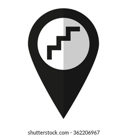 stairs - vector icon;  black map pointer