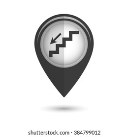 stairs - vector icon;  black map pointer