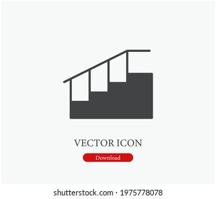 Stairs vector icon.  Editable stroke. Symbol in Line Art Style for Design, Presentation, Website or Apps Elements. Pixel vector graphics - Vector