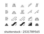 stairs vector icon. escalator. elevator. swimming pool stairs outline style