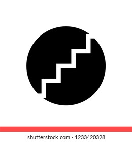 Stairs vector icon, floor symbol. Simple, flat design for web or mobile app