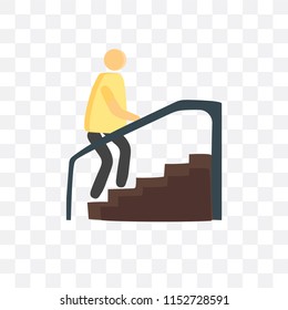 Stairs vector icon isolated on transparent background, Stairs logo concept