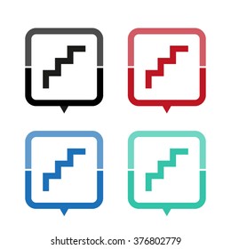 stairs - vector icon; map pointer;  message bubble