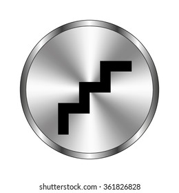 stairs - vector icon;  metal button