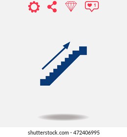 Stairs vector icon on grey background.
