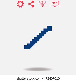 Stairs vector icon on grey background.