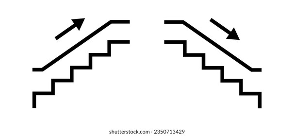 Stairs vector icon set. Stairway climb up or go down symbol