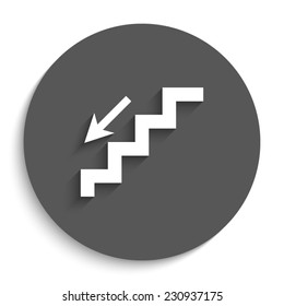  stairs - vector icon with shadow on a round grey button