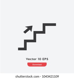 Stairs up vector icon. Up, down ,step, top symbol. Arrow, ladder, stairway, step icon. Linear style sign for mobile concept and web design. Stairs symbol logo illustration. vector graphics - Vector.