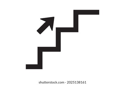 Stairs up vector icon. Up, down ,step, top symbol.