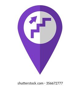 stairs - vector icon;  violet map pointer