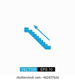 Stairs vector. Isolated blue icon on white background.
