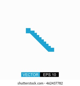 Stairs vector. Isolated blue icon on white background.