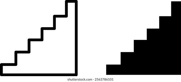 "Stairs Vector Line Icon Set – Architecture and Navigation Symbols"