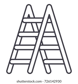 stairs vector line icon, sign, illustration on background, editable strokes