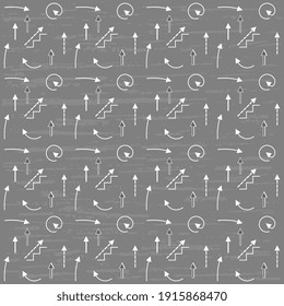 Arriba las escaleras las flechas blancas son diferentes en un fondo gris, texturizado, plan estratégico de éxito. Diseño vectorial de las ideas de negocio.