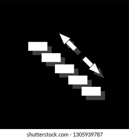Stairs. White flat simple icon with shadow