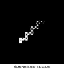 stairs - white vector icon ; halftone illustration