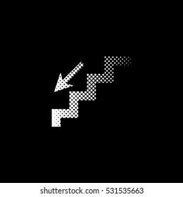 stairs - white vector icon ; halftone illustration
