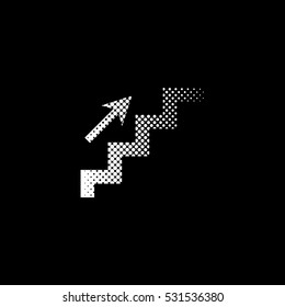 stairs - white vector icon ; halftone illustration