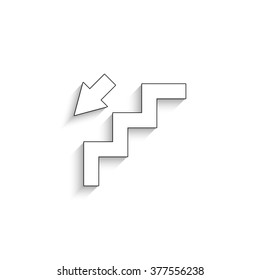 stairs - white vector icon  with shadow