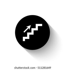 stairs - white vector  icon with shadow