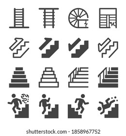 escaleras, escalera, conjunto de iconos de escalera, vector e ilustración