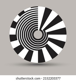 Stairway in circle as icon or logo. Abstract striped background.