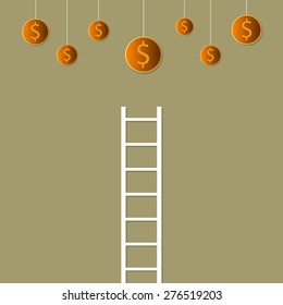 Stairway to the dollar. Business growing money concept. Vector illustration 