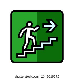 stairway up evacuation emergency color icon vector. stairway up evacuation emergency sign. isolated symbol illustration