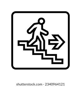 stairway up evacuation emergency line icon vector. stairway up evacuation emergency sign. isolated contour symbol black illustration