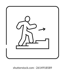 stairway up evacuation emergency line icon vector. stairway up evacuation emergency sign. isolated contour symbol black illustration