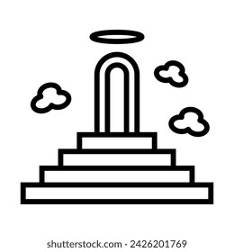 Escalera al cielo e iconos de nubes. Vector.