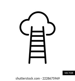 Stairway to the heaven, Ladder to cloud vector icon in line style design for website, app, UI, isolated on white background. Editable stroke. EPS 10 vector illustration.