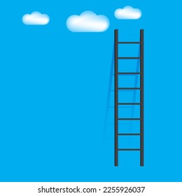 Stairway to heaven. Team concept. Stairway to the clouds. Staircase to the sky. Vector illustration.