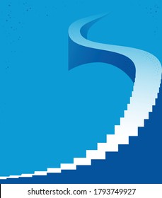 Stairway to heaven vector illustration, stairs up to success, career concept, huge stairs up.