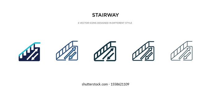 stairway icon in different style vector illustration. two colored and black stairway vector icons designed in filled, outline, line and stroke style can be used for web, mobile, ui