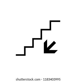 Stairway icon. Down stairs icon vector.