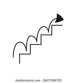 Stairway icon. Growth progress symbol. Success step illustration. Vector design.