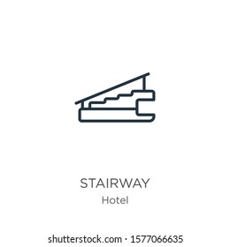 Stairway icon. Thin linear stairway outline icon isolated on white background from hotel collection. Line vector sign, symbol for web and mobile