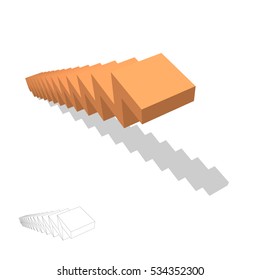 Stairway. Isolated on white background. 3d Vector illustration.Top view.