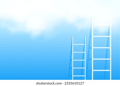 Stairway ladder into the clouds concept background