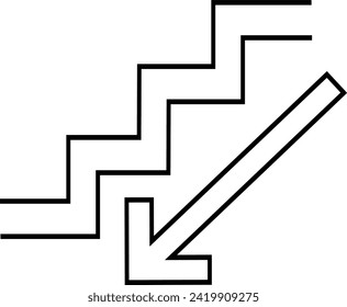 Stairway sign, downstairs icon. Replaceable vector design.