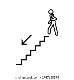 Stairway sign. downstairs icon vector on white background