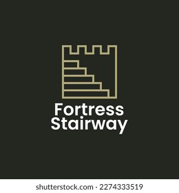 Stairway Stair Way Castle Fortress Logo Vector Icon Illustration