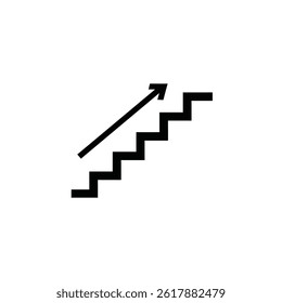 Stairway To Success Arrow Upward Path Black And White Graphic Illustration